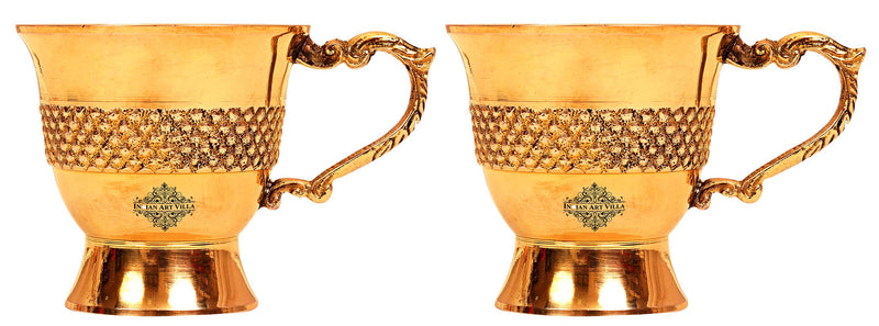 Designer Brass Tea Cup, Serving Tea Tableware, Gift Item Hotel Restaurant, Volume 100 ML