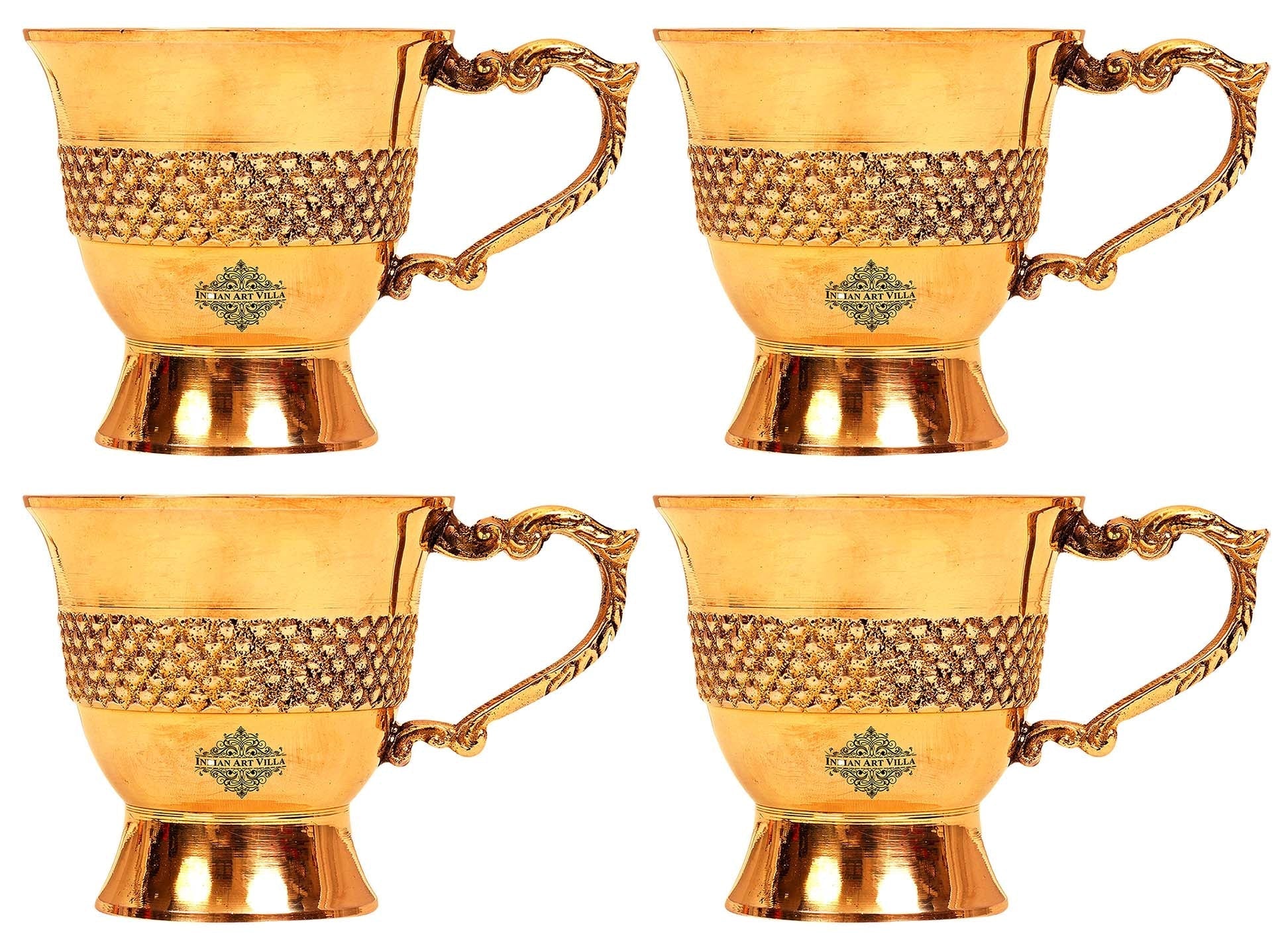 Designer Brass Tea Cup, Serving Tea Tableware, Gift Item Hotel Restaurant, Volume 100 ML