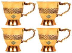 Designer Brass Tea Cup, Serving Tea Tableware, Gift Item Hotel Restaurant, Volume 100 ML