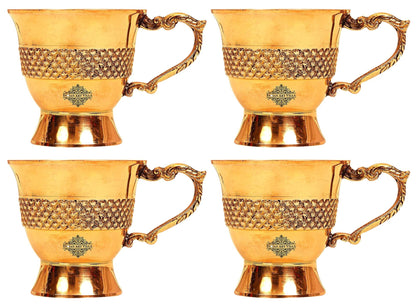 Designer Brass Tea Cup, Serving Tea Tableware, Gift Item Hotel Restaurant, Volume 100 ML