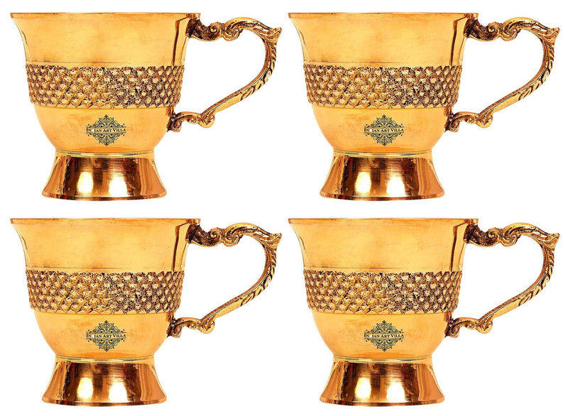 Designer Brass Tea Cup, Serving Tea Tableware, Gift Item Hotel Restaurant, Volume 100 ML