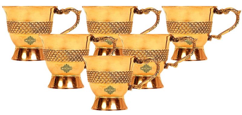 Designer Brass Tea Cup, Serving Tea Tableware, Gift Item Hotel Restaurant, Volume 100 ML