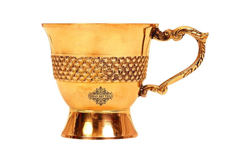Designer Brass Tea Cup, Serving Tea Tableware, Gift Item Hotel Restaurant, Volume 100 ML