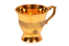 Designer Brass Tea Cup, Serving Tea Tableware, Gift Item Hotel Restaurant, Volume 100 ML