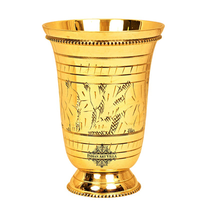 Brass Mughlai Glass with Embossed Leaves Design -250 ML