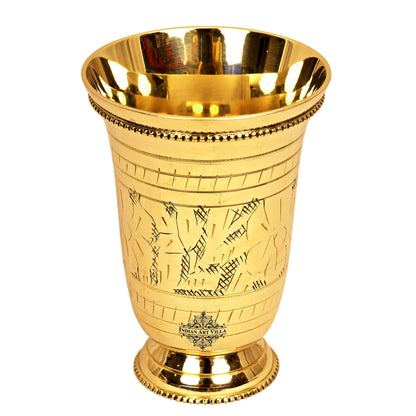 Brass Mughlai Glass with Embossed Leaves Design -250 ML