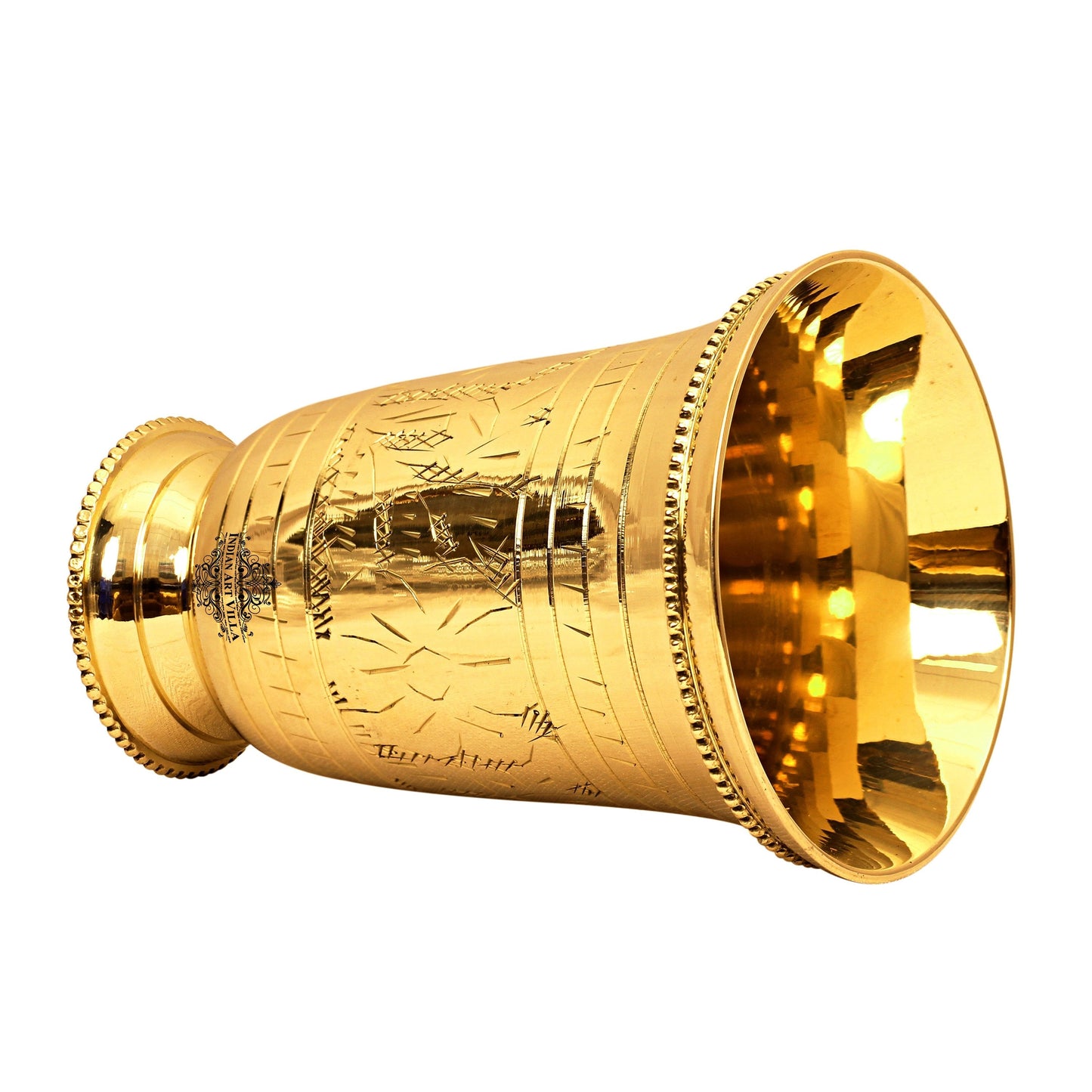 Brass Mughlai Glass with Embossed Leaves Design -250 ML