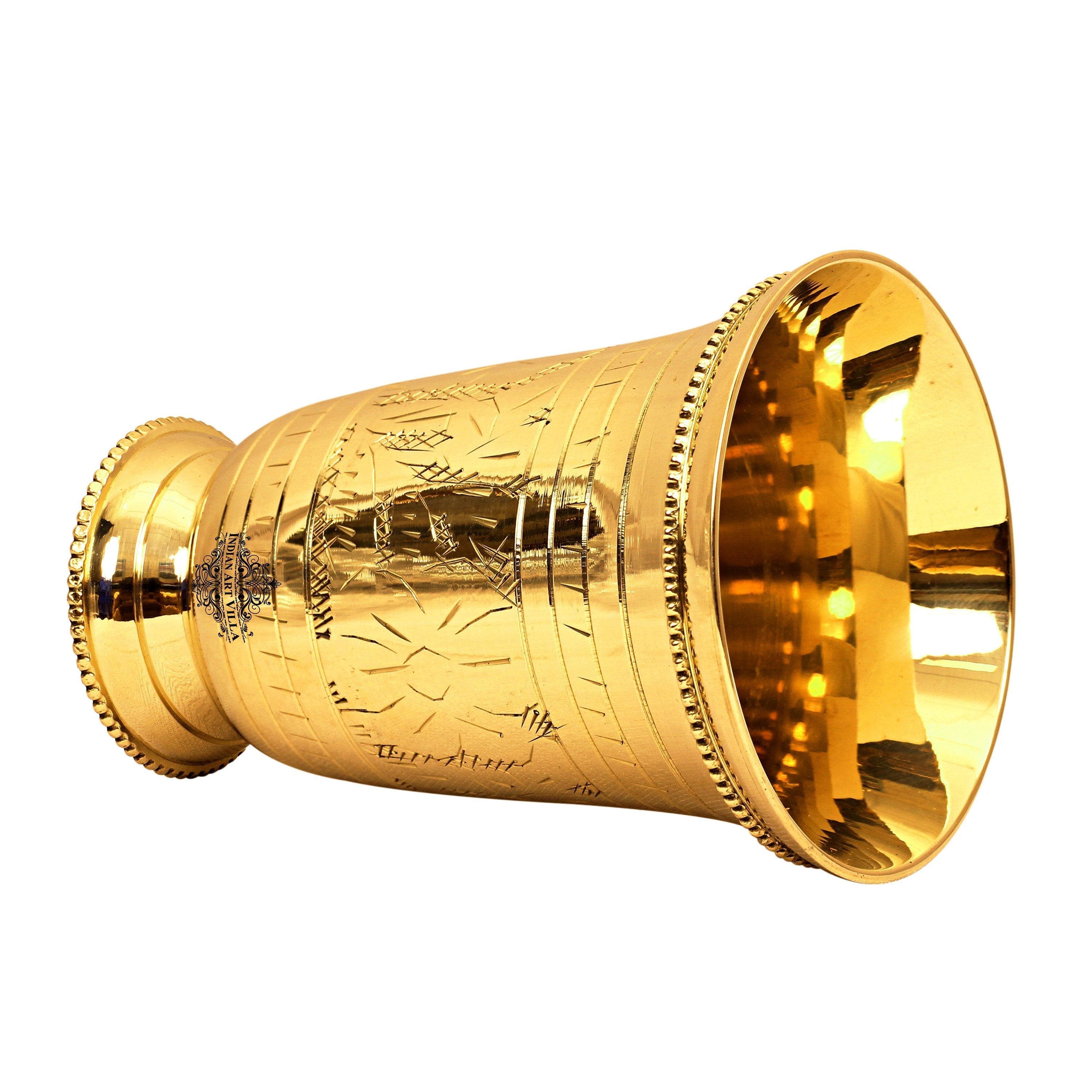 Brass Mughlai Glass with Embossed Leaves Design -250 ML