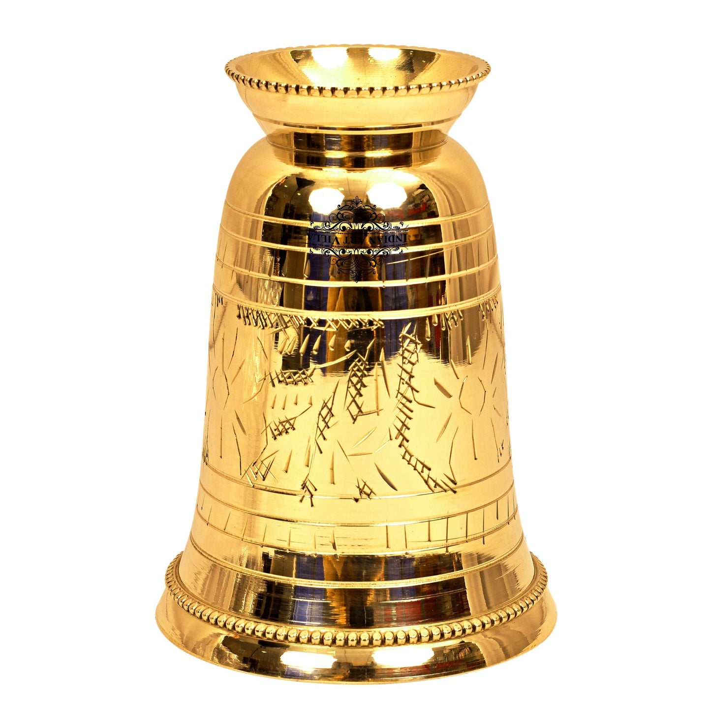 Brass Mughlai Glass with Embossed Leaves Design -250 ML