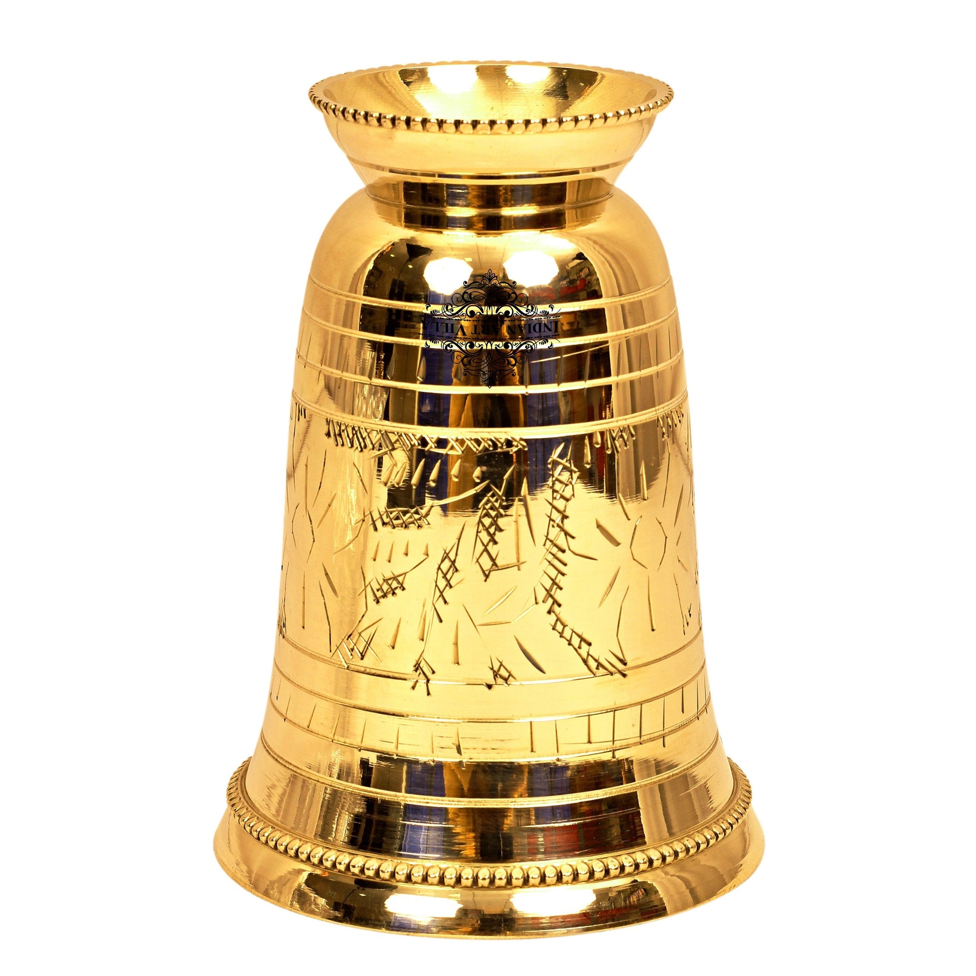 Brass Mughlai Glass with Embossed Leaves Design -250 ML