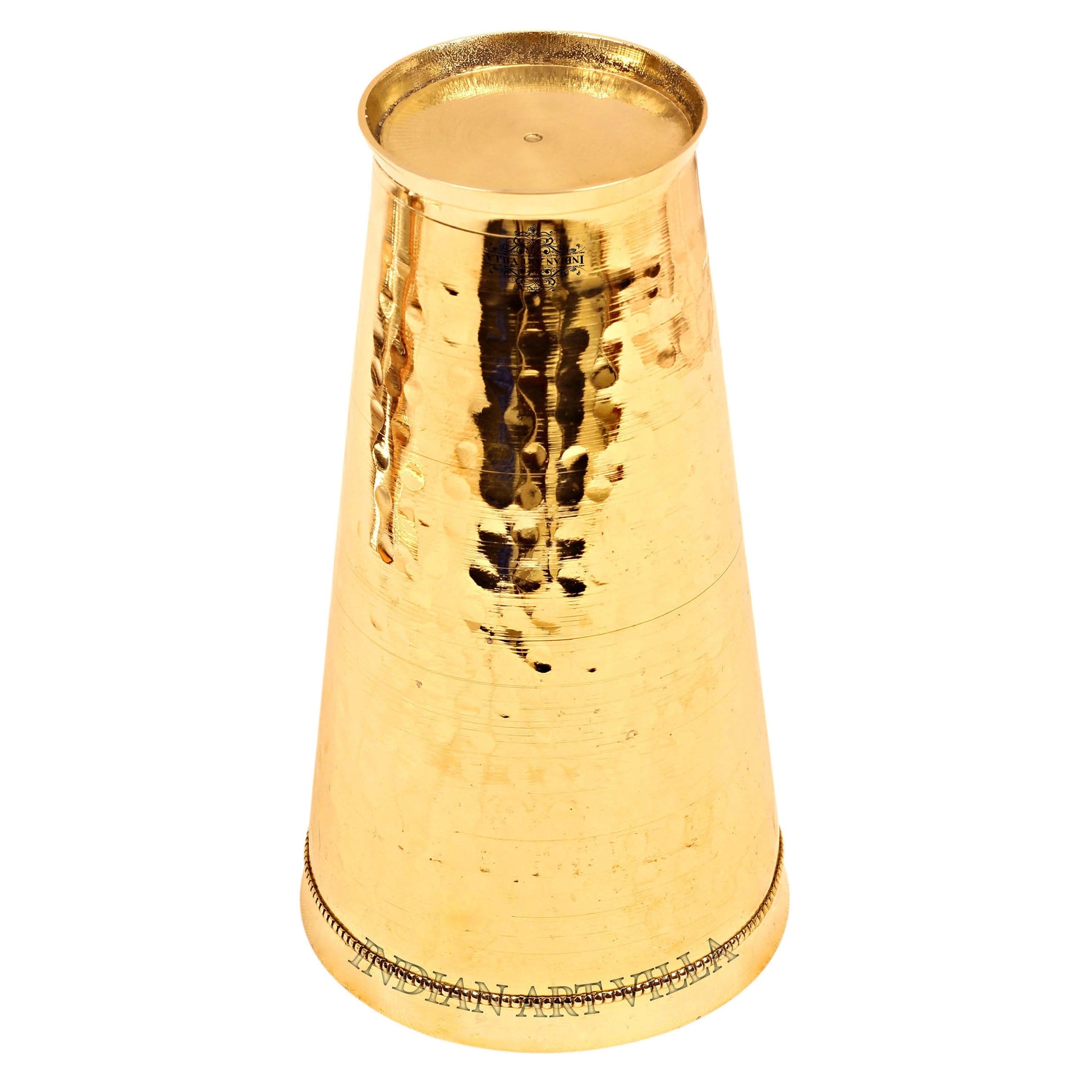 Handcrafted Pure Brass Lassi Glass Tumbler with Hammered Design