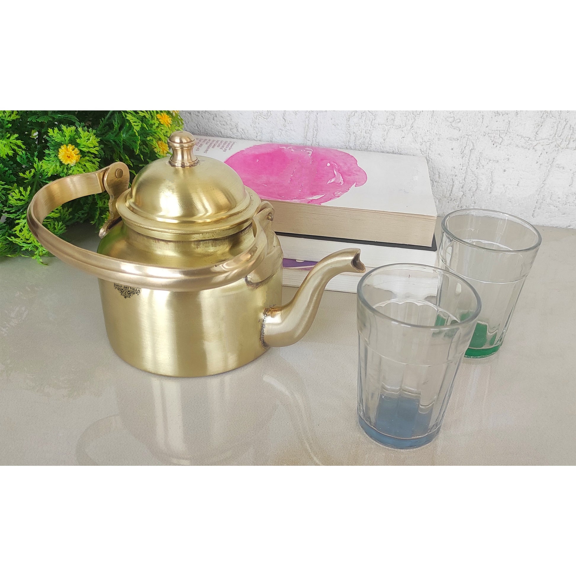 Pure Brass Designer Tea Kettle Pot, Serving Tea Coffee, Tableware