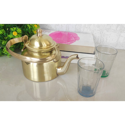Pure Brass Designer Tea Kettle Pot, Serving Tea Coffee, Tableware