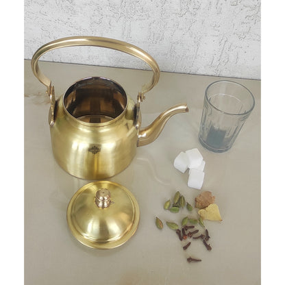 Pure Brass Designer Tea Kettle Pot, Serving Tea Coffee, Tableware