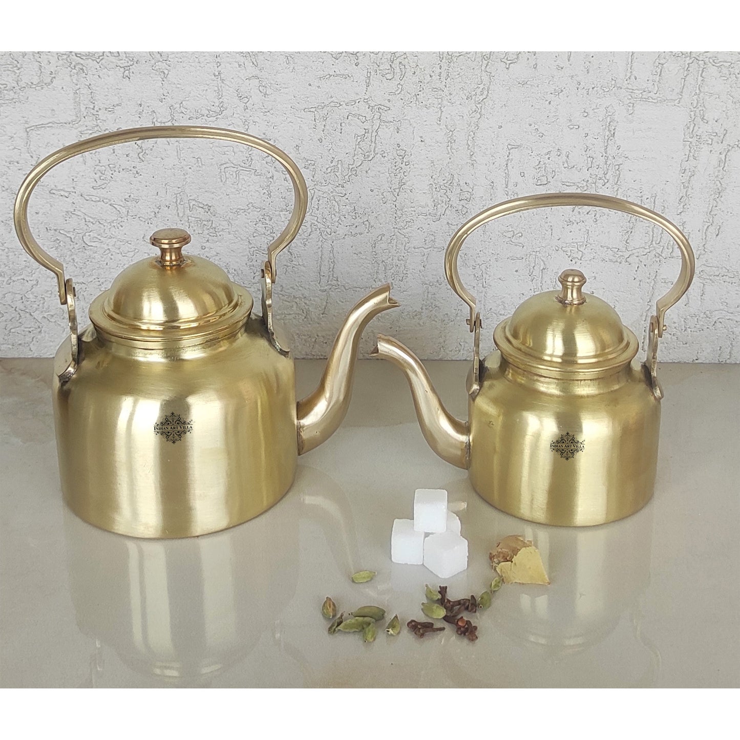 Pure Brass Designer Tea Kettle Pot, Serving Tea Coffee, Tableware
