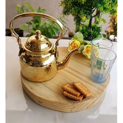 Pure Brass Designer Tea Kettle Pot, Serving Tea Coffee, Tableware