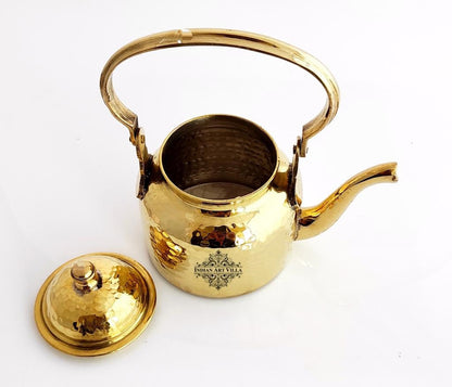 Pure Brass Designer Tea Kettle Pot, Serving Tea Coffee, Tableware