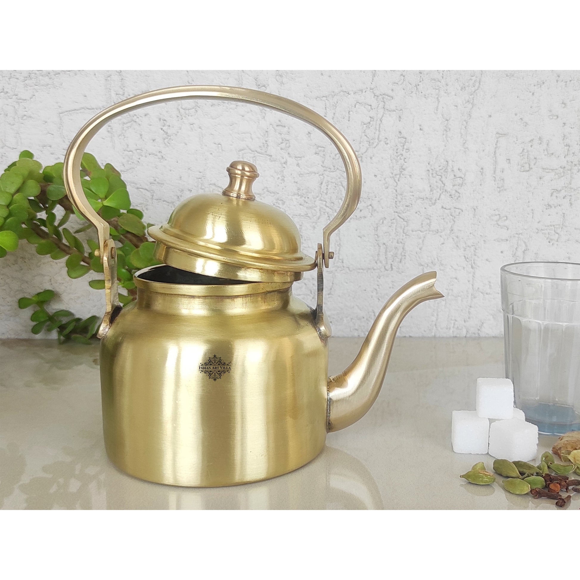 Pure Brass Designer Tea Kettle Pot, Serving Tea Coffee, Tableware