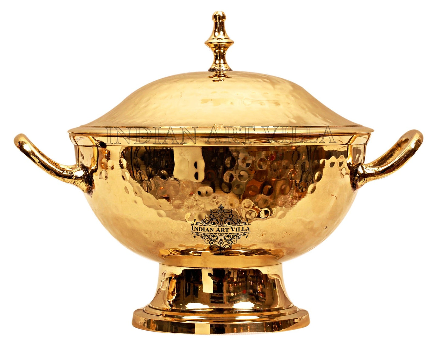 Handmade Pure Brass Casserole Donga with Bottom, Hammered Design, Serveware, Tableware