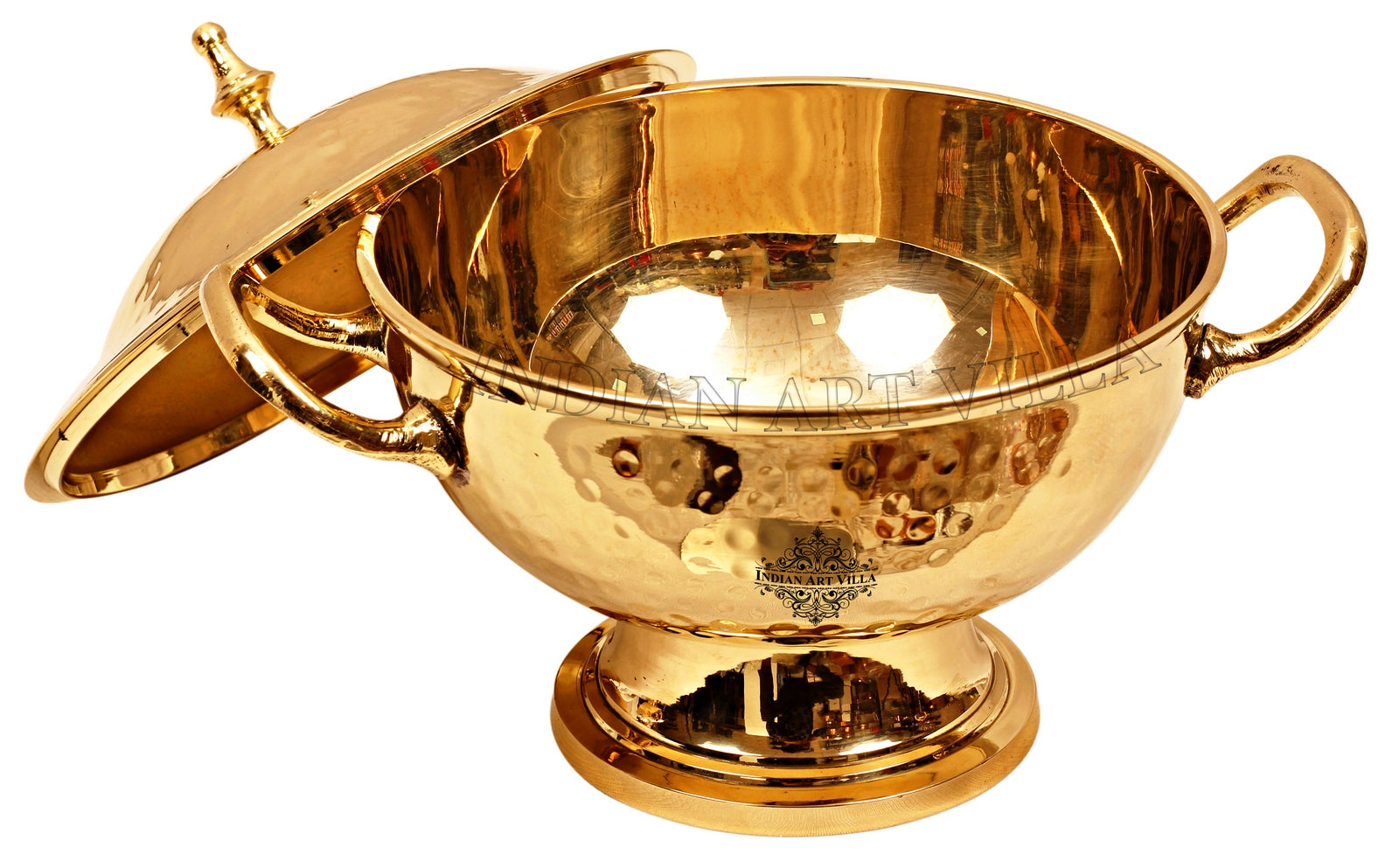 Handmade Pure Brass Casserole Donga with Bottom, Hammered Design, Serveware, Tableware
