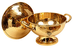 Handmade Pure Brass Casserole Donga with Bottom, Hammered Design, Serveware, Tableware