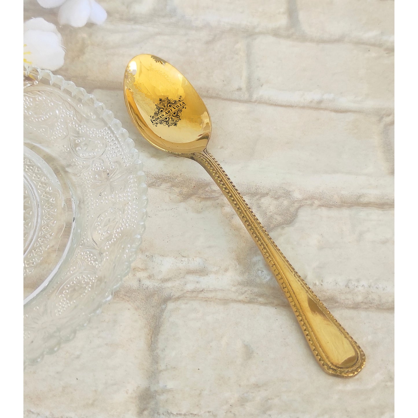 Brass Bedding Spoon, Serveware Tableware, Length 17.78 cm , Gold