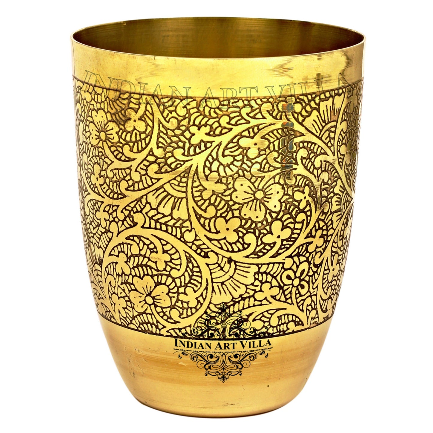 Embossed Design Pure Brass Glass- 350 ML