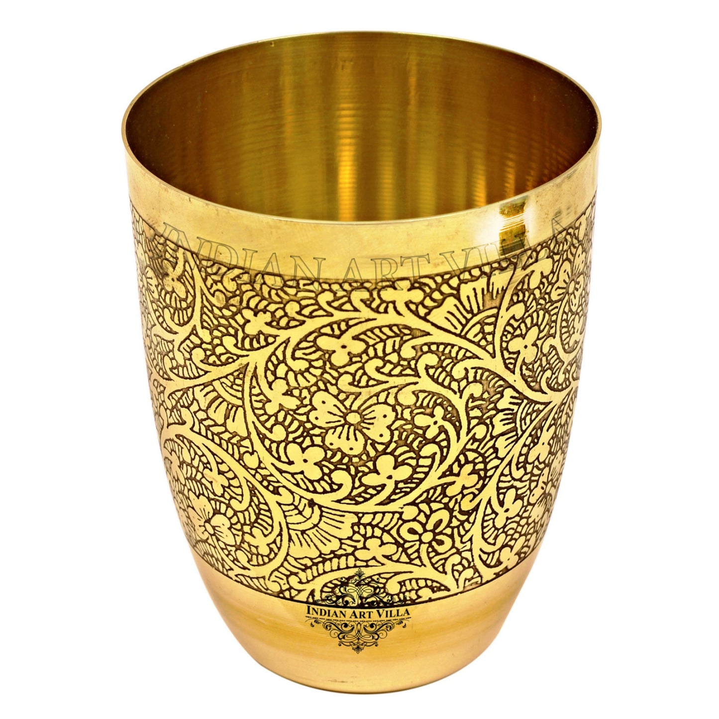 Embossed Design Pure Brass Glass- 350 ML