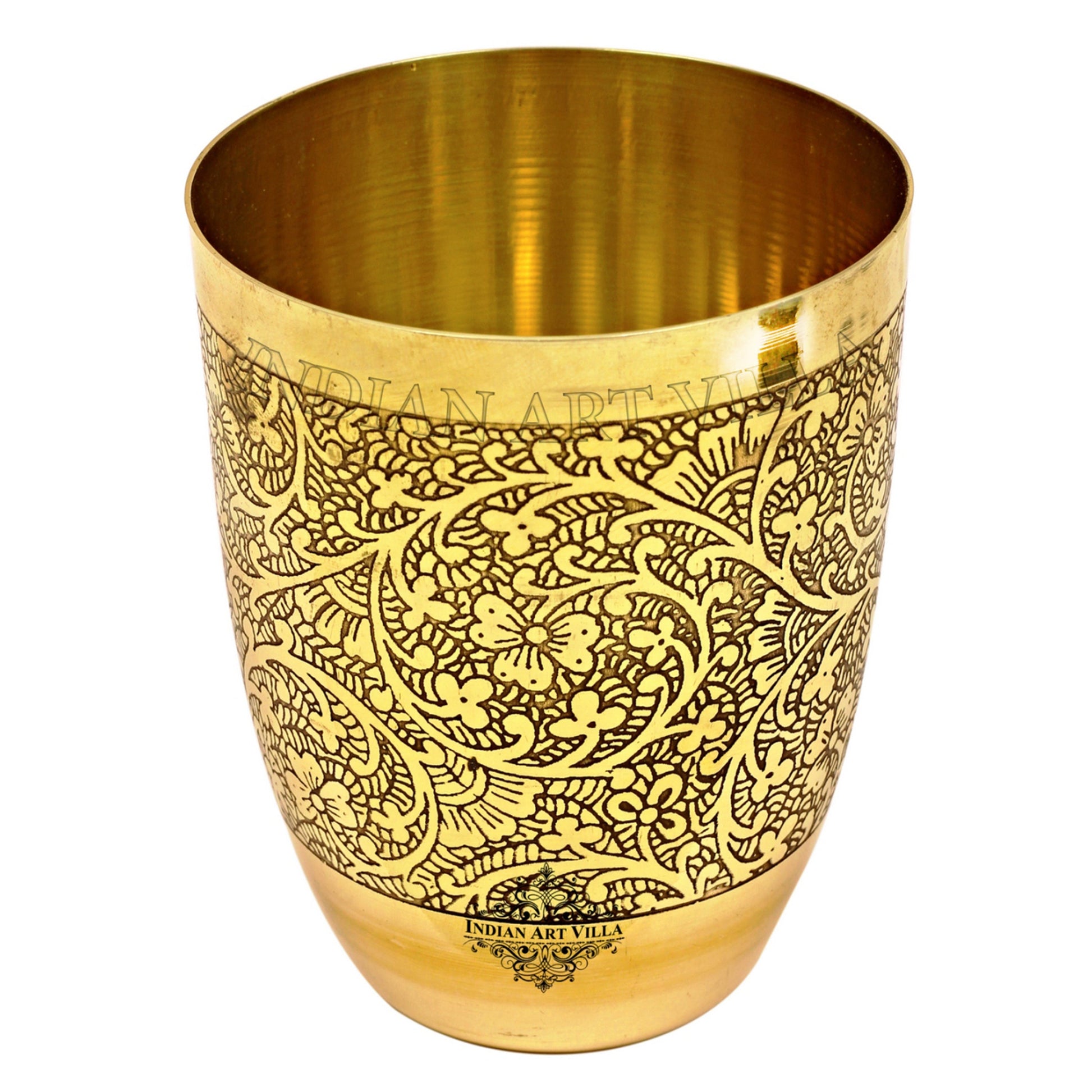 Embossed Design Pure Brass Glass- 350 ML