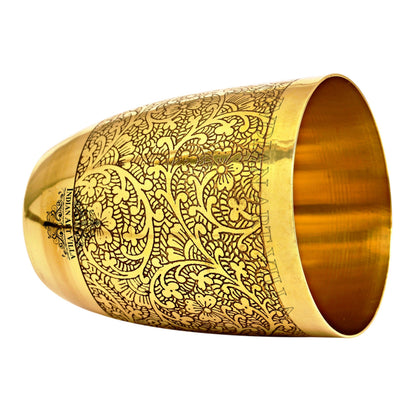 Embossed Design Pure Brass Glass- 350 ML