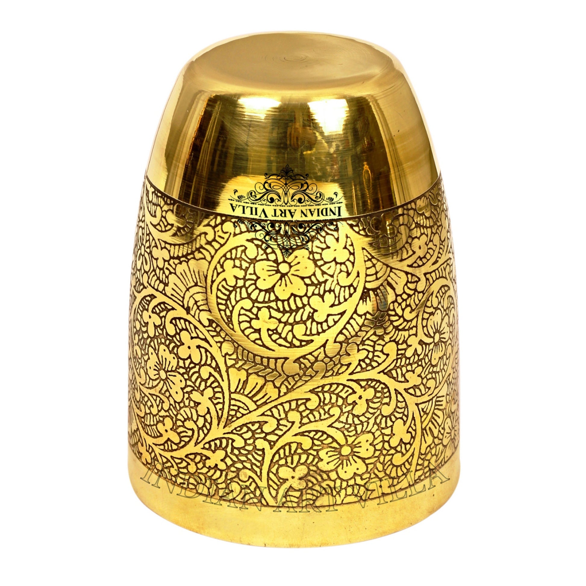 Embossed Design Pure Brass Glass- 350 ML