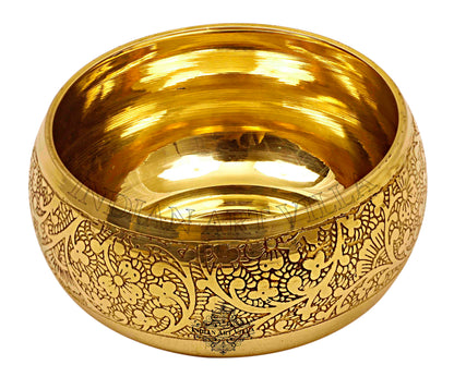 Brass Embossed Round Shaped Bowl, Dinnerware, Serveware, 150 ml