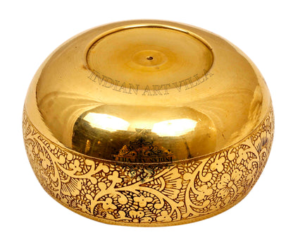 Brass Embossed Round Shaped Bowl, Dinnerware, Serveware, 150 ml