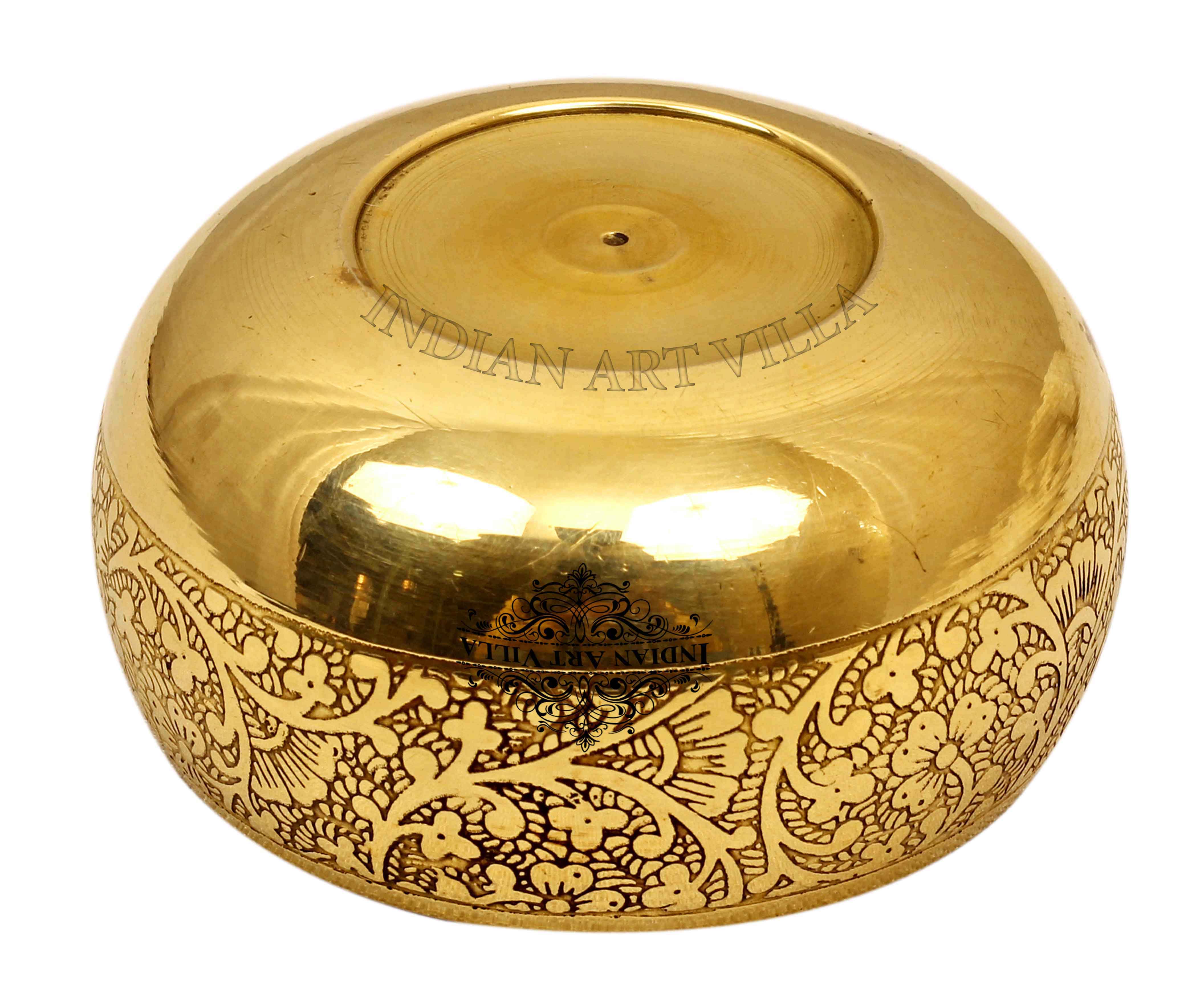 Brass Embossed Round Shaped Bowl, Dinnerware, Serveware, 150 ml