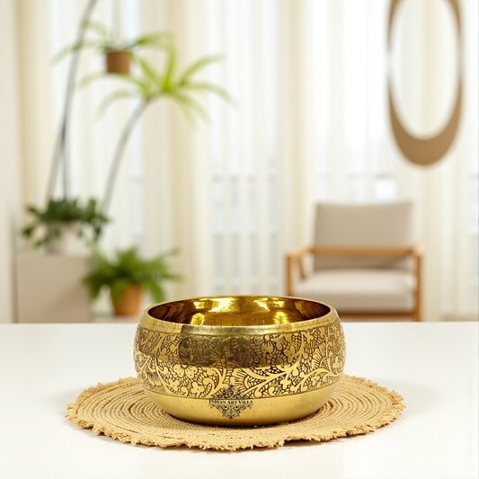Brass Embossed Round Shaped Bowl, Dinnerware, Serveware, 150 ml