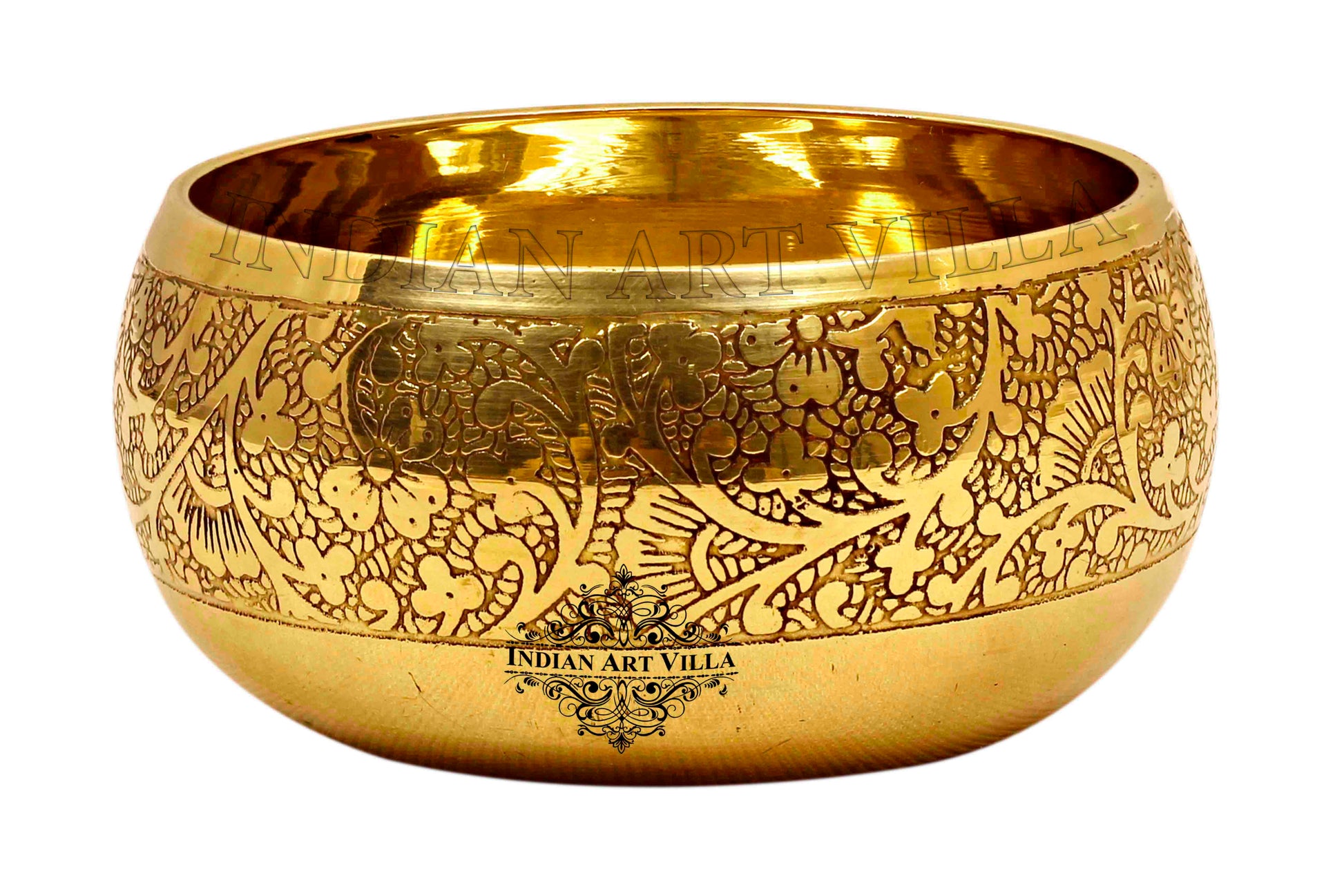 Brass Embossed Round Shaped Bowl, Dinnerware, Serveware, 150 ml