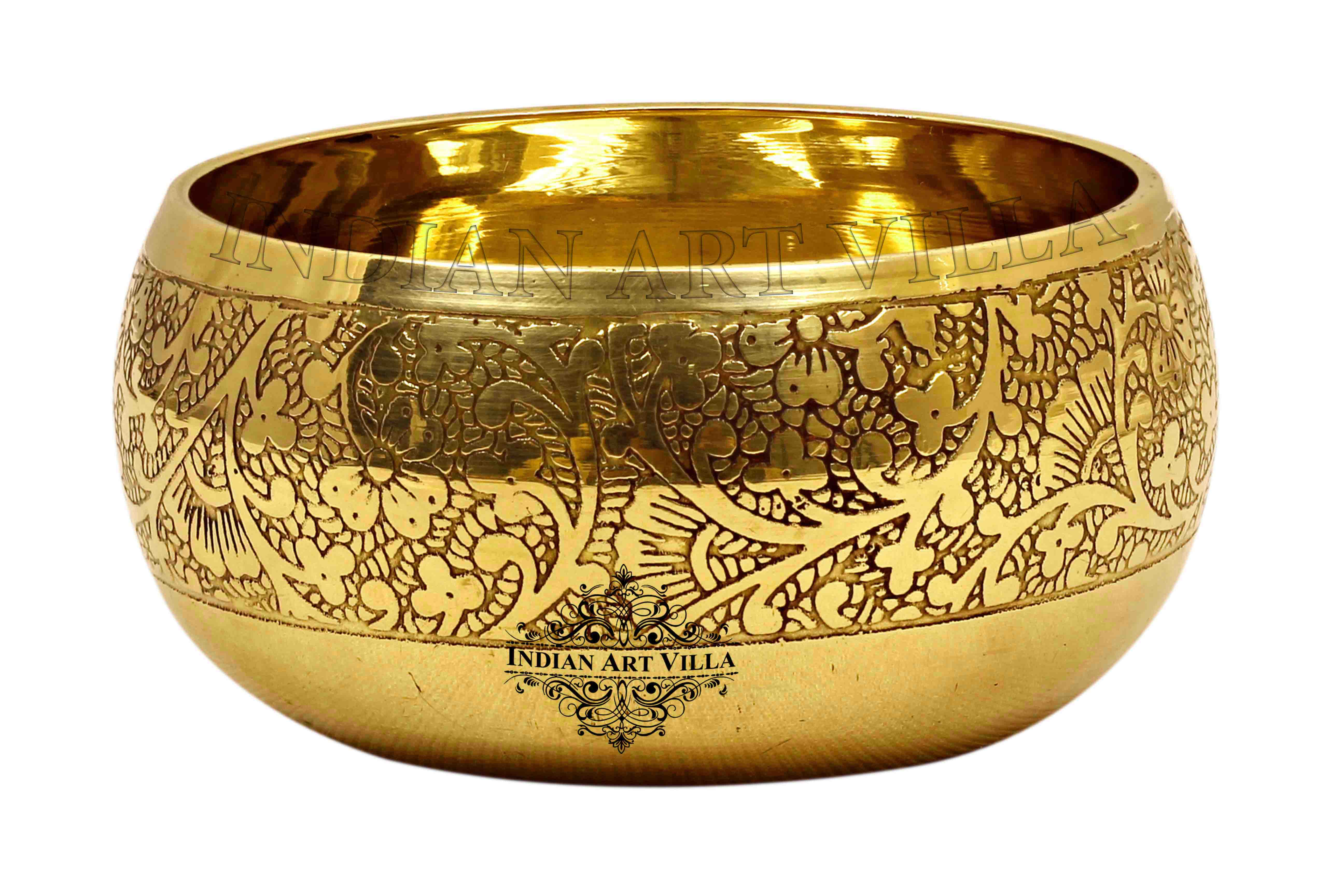 Brass Embossed Round Shaped Bowl, Dinnerware, Serveware, 150 ml