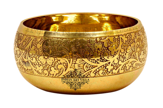 Brass Embossed Round Shaped Bowl, Dinnerware, Serveware, 150 ml