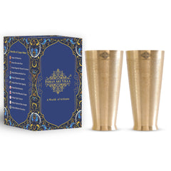 Embossed Flower Design Brass Lassi Glass