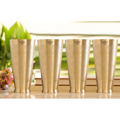 Embossed Flower Design Brass Lassi Glass