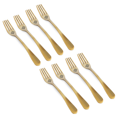 Pure Brass Fork With Matt Finsh And Antiquen Design, Length, 19.05Cm Gold