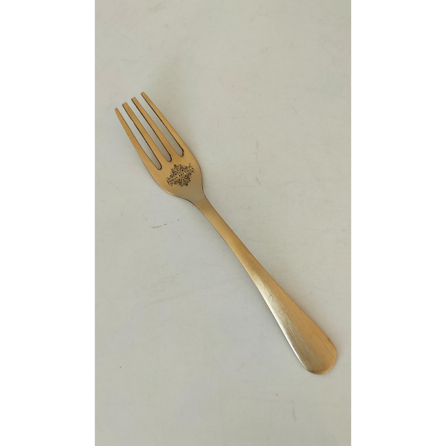 Pure Brass Fork With Matt Finsh And Antiquen Design, Length, 19.05Cm Gold