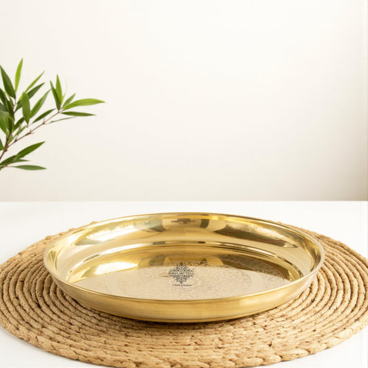 Brass Embossed Thali/Plate – Decorative Floral Design Plate for Pooja, Festivals, Gifting & Home Décor