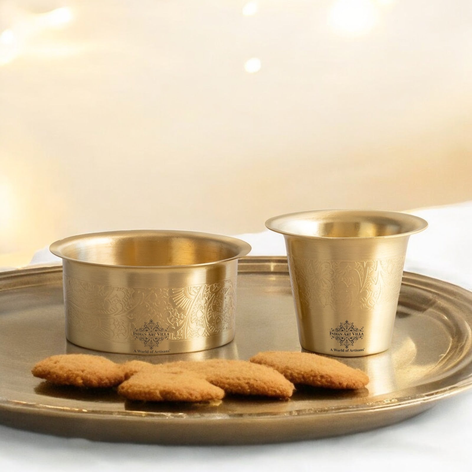 Pure Brass Dabra Set With 290 ML Capacity
