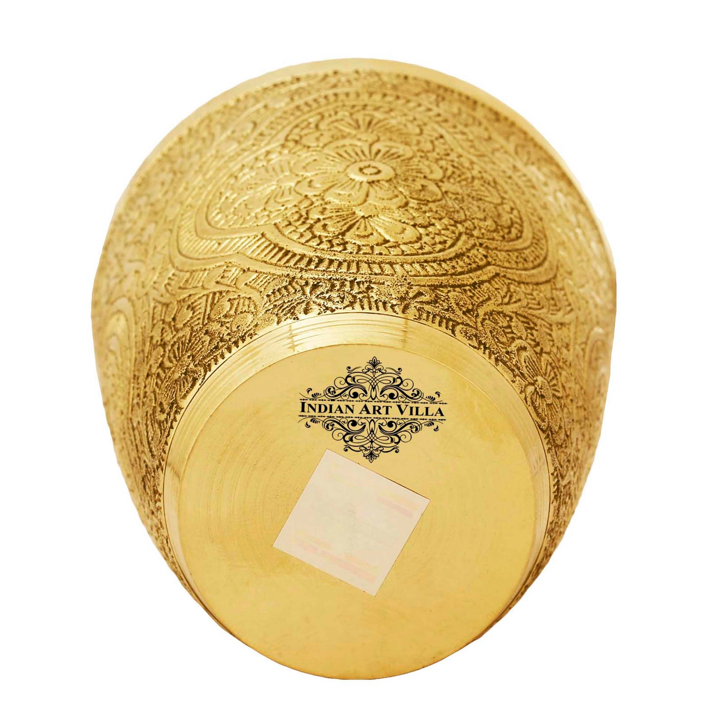 Handcrafted Pure Brass Embossed Designer Tumbler, Glass  280 ml