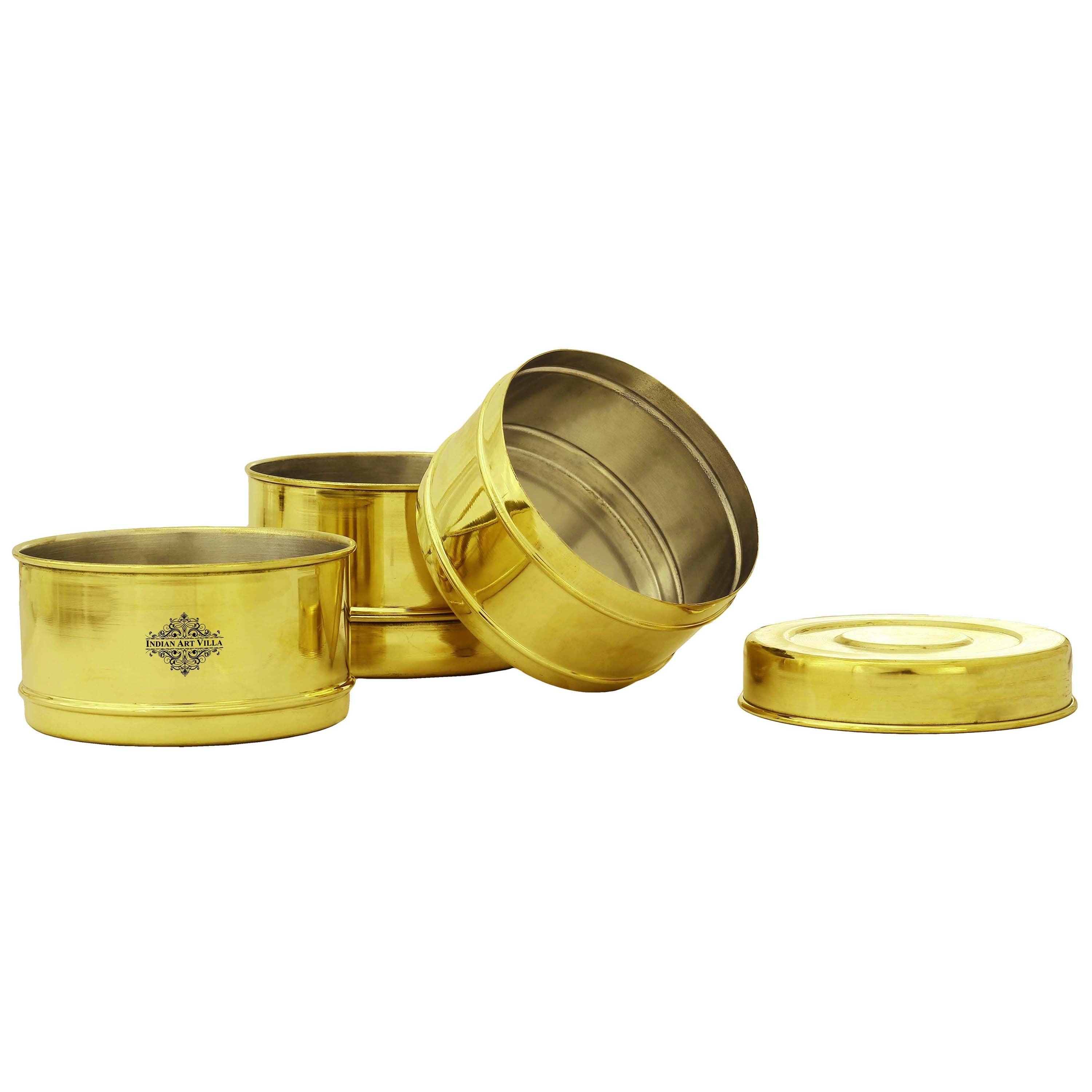 Brass Handmade Lunch Box with three compartments, Serveware, Tableware, 27.94 cm