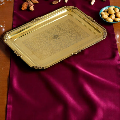 Brass Embossed Rectangular Serving Beeding Tray , Serveware & Tableware, Decorative, Gift Item, Gold
