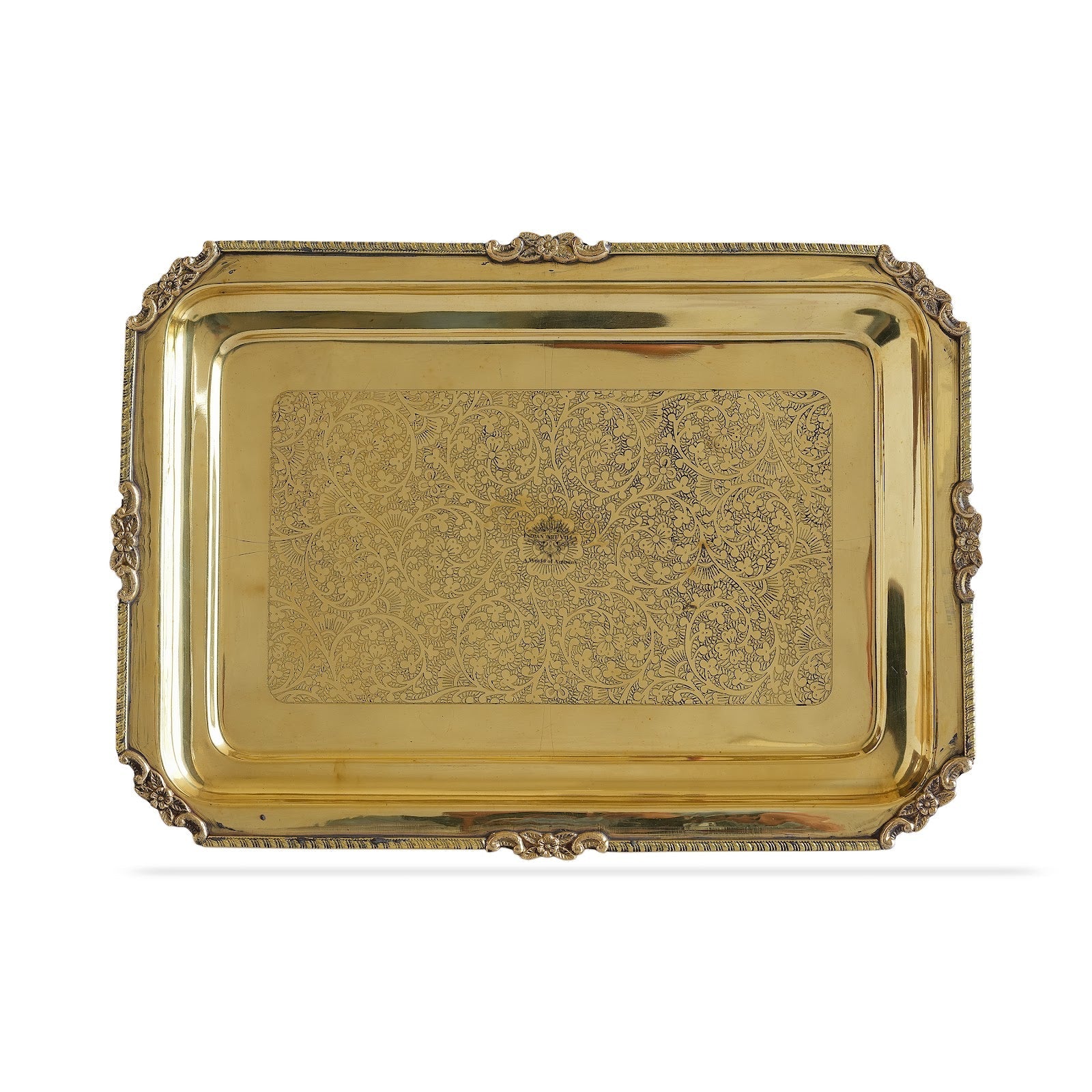 Brass Embossed Rectangular Serving Beeding Tray , Serveware & Tableware, Decorative, Gift Item, Gold