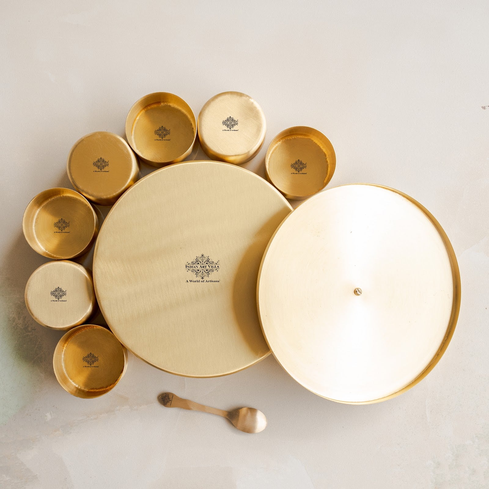 Pure Brass Masala Box With Two  Peacock Design On Lid