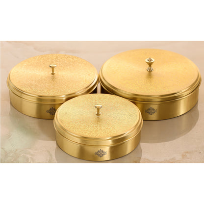Brass Embossed Masala Box, Spice Container with 7 Compartments, Kitchenware